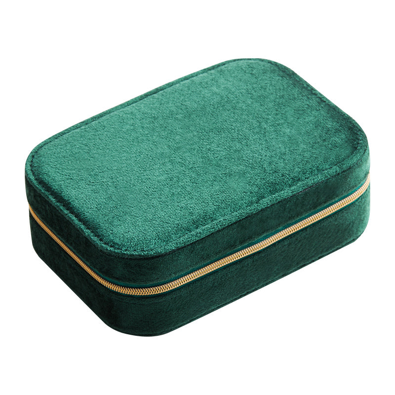 CASEGRACE Travel Zippered Plush Velvet Jewelry Box Earring Case