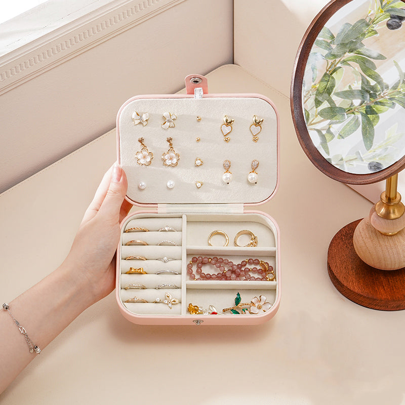 Casegrace Portable Travel Leather Jewelry Box for Earring Necklace Ring Organizer