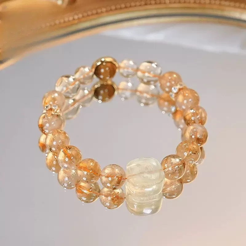 Citrine Tiger Eye Stone Bracelet | Protection & Healing Crystal Jewelry | 10mm Gemstone Beaded Adjustable Bracelet | Lucky Fortune Gem Gift for Men & Women