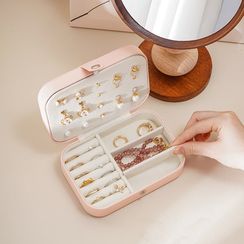 Casegrace Portable Travel Leather Jewelry Box for Earring Necklace Ring Organizer