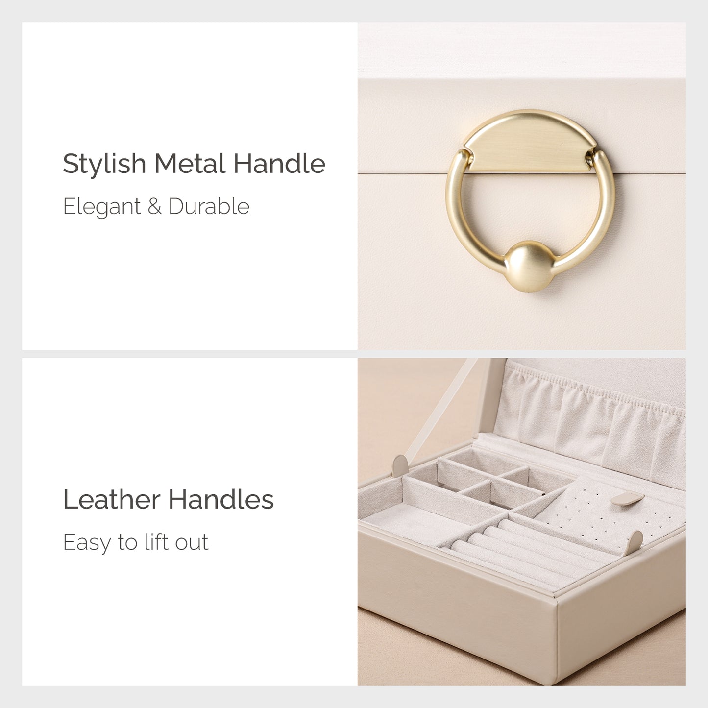 2024 2-Layer Jewelry Box with Removable Jewelry Tray for Necklace Bracelets