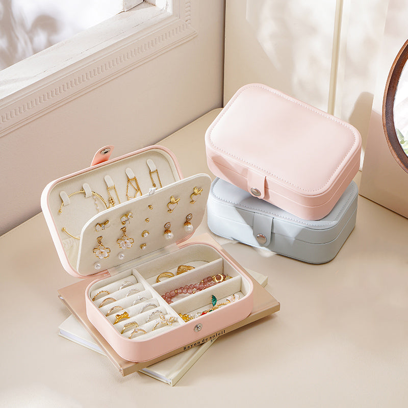 Casegrace Portable Travel Leather Jewelry Box for Earring Necklace Ring Organizer