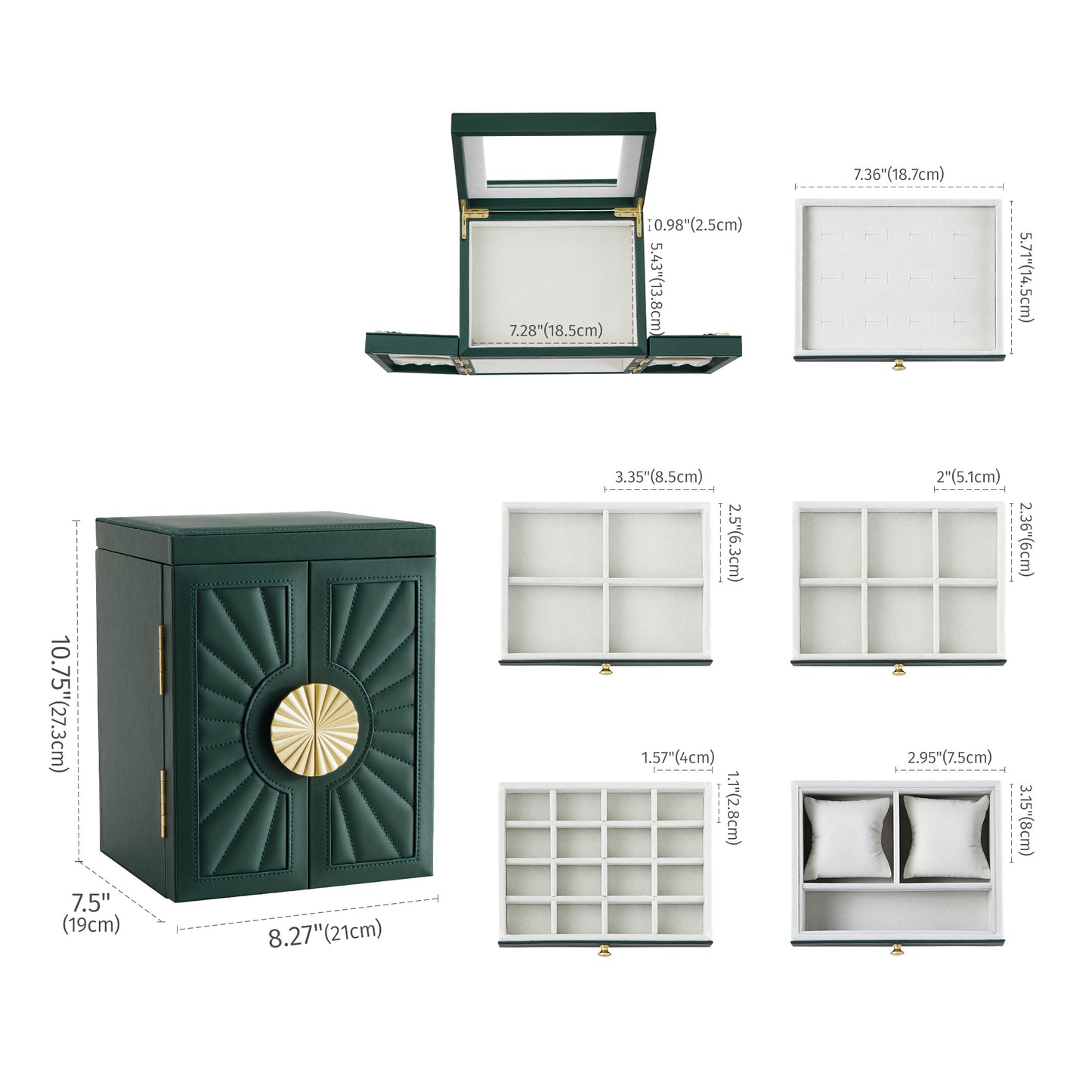 6-Tier Jewelry Organizer Box with Mirror