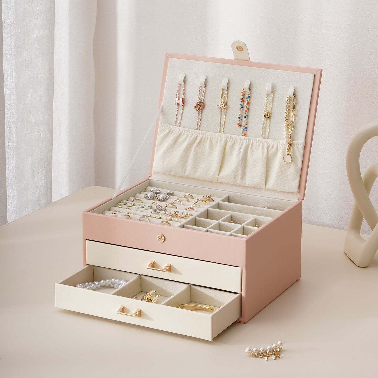 CASEGRACE Three-layer Jewelry Box with Two Drawers