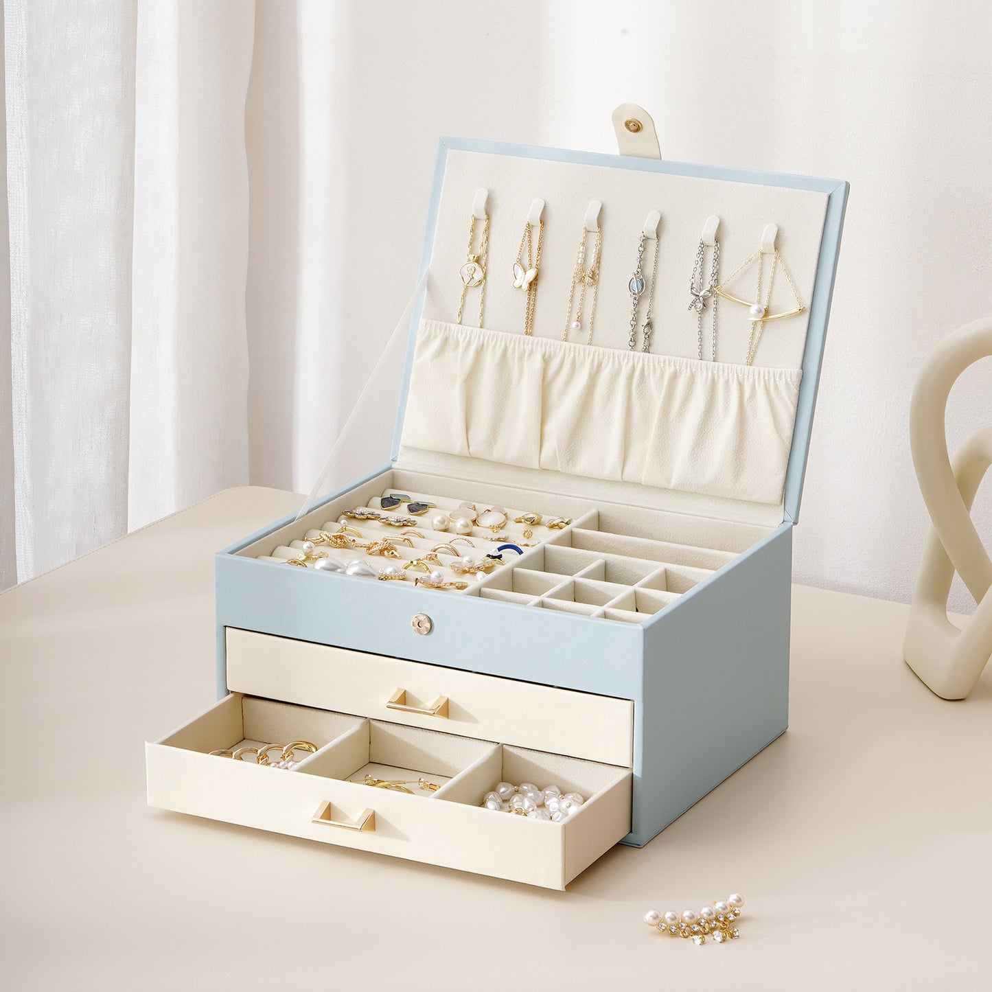 CASEGRACE Three-layer Jewelry Box with Two Drawers