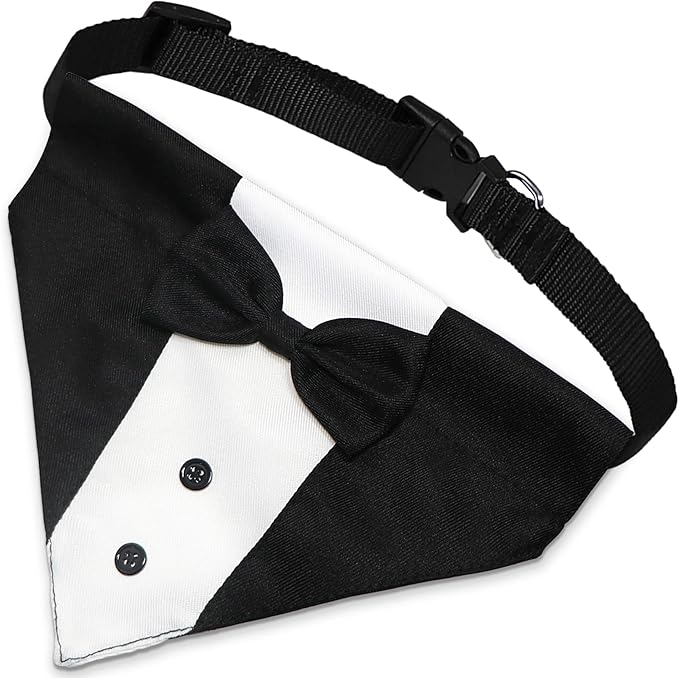 Dog Tuxedo Suit Wedding Bandana Collar with Bow Tie