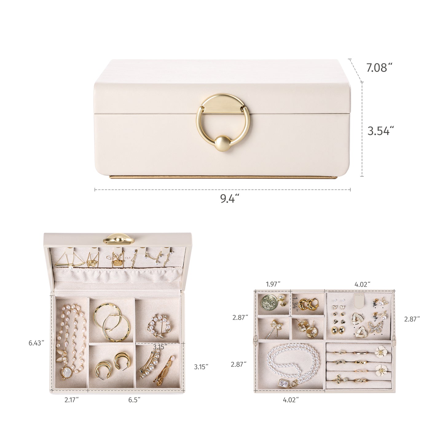 2024 2-Layer Jewelry Box with Removable Jewelry Tray for Necklace Bracelets