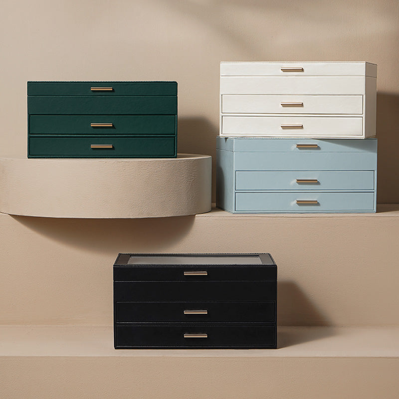 CASEGRACE 3-Layer Faux Leather Jewelry Box