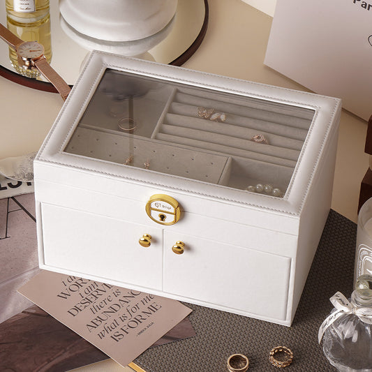 Casegrace Clear Lid Jewelry Box 3 Layers Jewelry Organizer