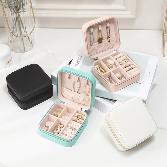 Travel Faux Leather Jewelry Box with Zip