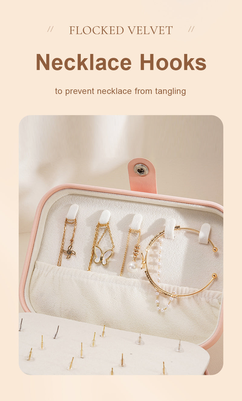 Casegrace Portable Travel Leather Jewelry Box for Earring Necklace Ring Organizer