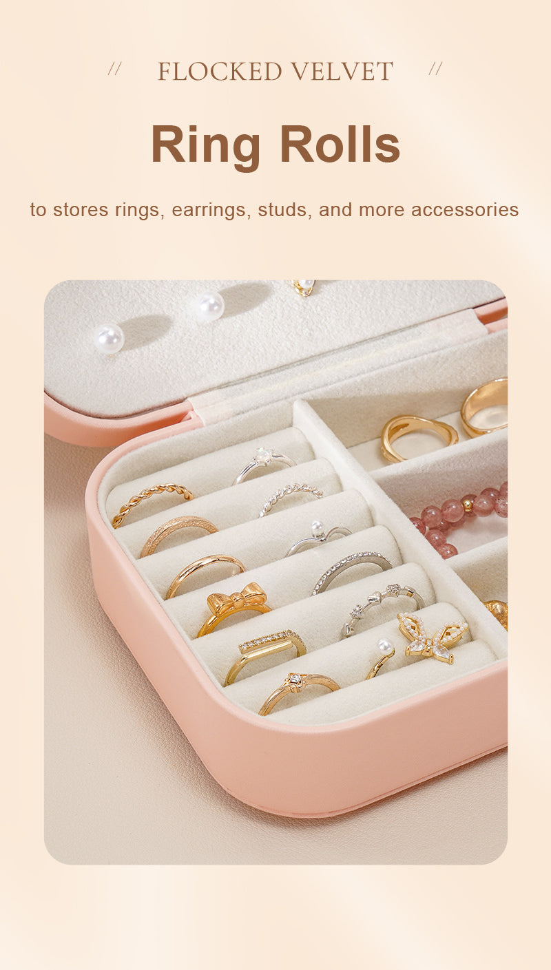 Casegrace Portable Travel Leather Jewelry Box for Earring Necklace Ring Organizer