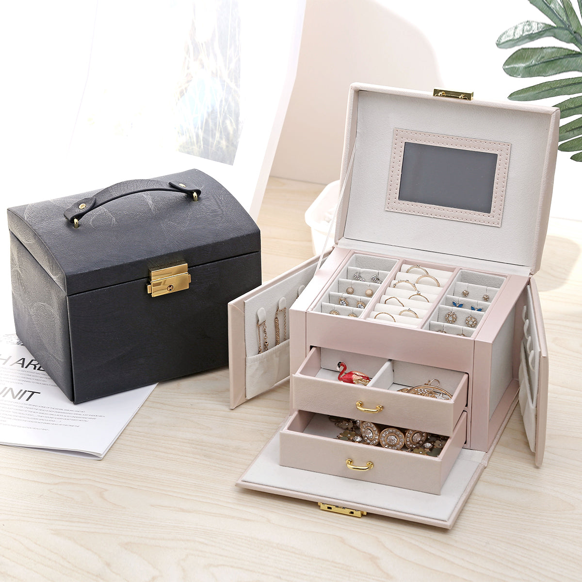 PU Leather Jewelry Storage Box Travel Jewelry Organizer