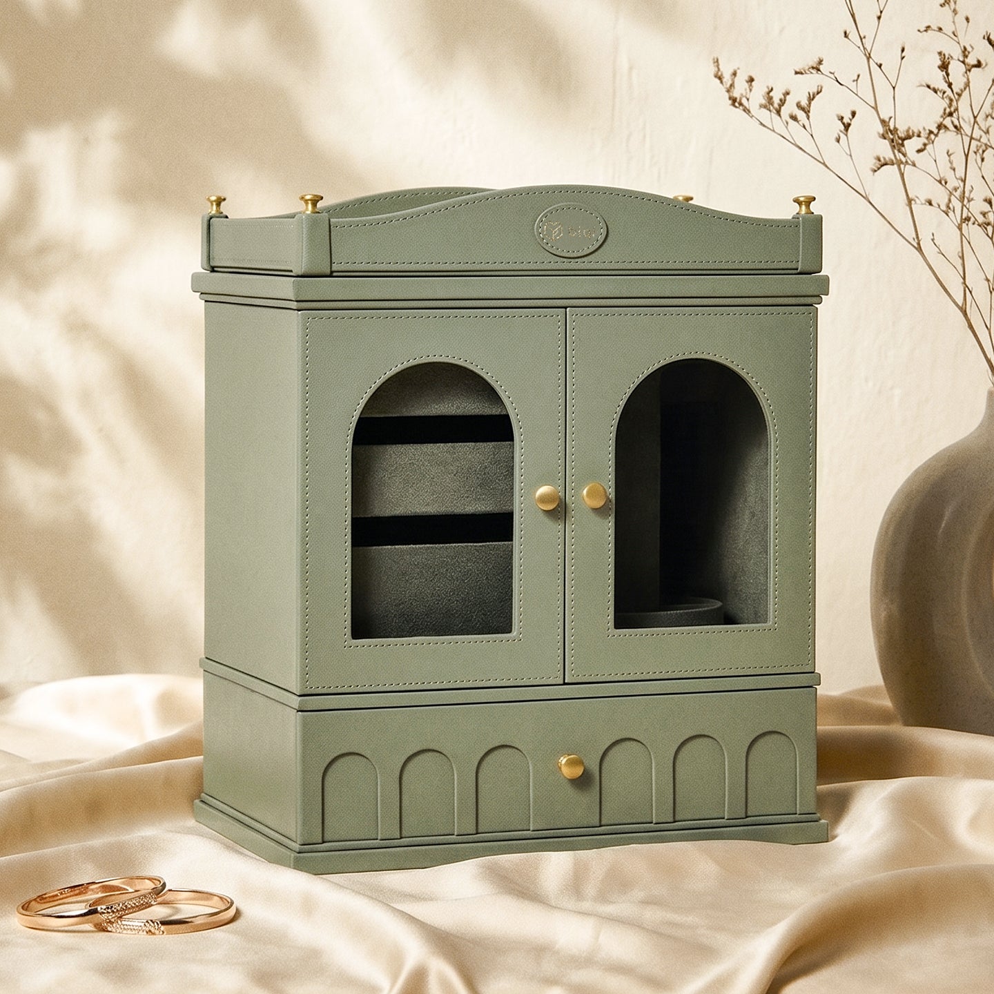 Casegrace French Vintage Jewelry Cabinet Multi-zone Organizer With Detachable Drawer Inserts