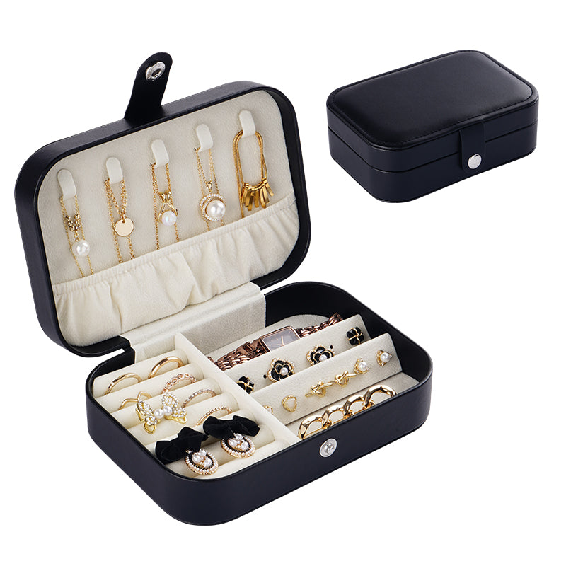 Casegrace Portable Travel Jewelry Box PU Leather Snap‑Closure Jewelry Organizer for Women