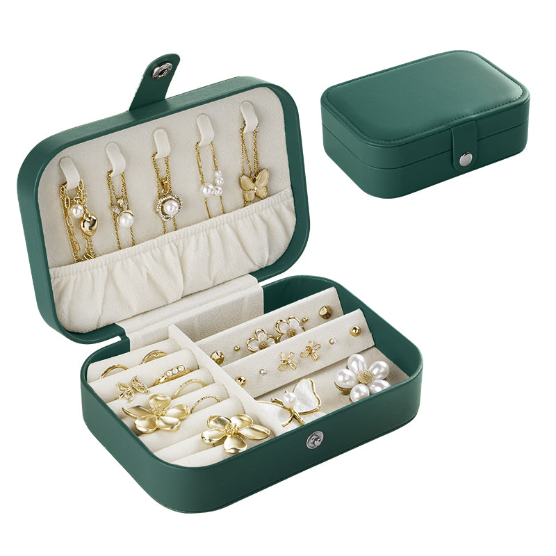 Casegrace Portable Travel Jewelry Box PU Leather Snap‑Closure Jewelry Organizer for Women