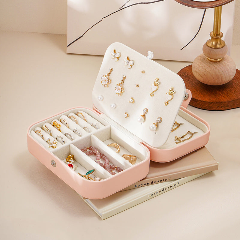 Casegrace Portable Travel Leather Jewelry Box for Earring Necklace Ring Organizer