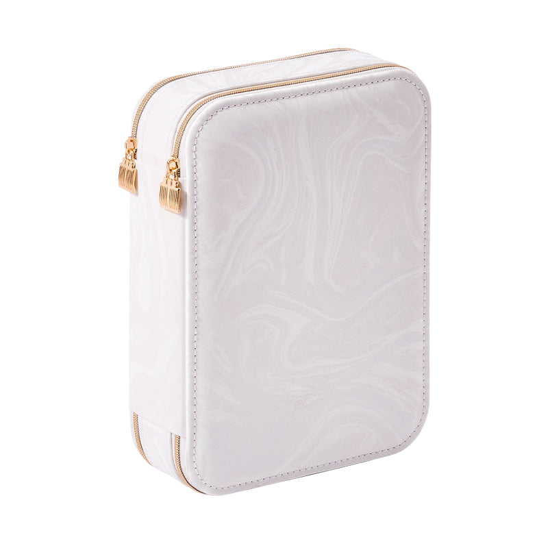 Casegrace Portable Travel Jewelry Box, Dual-Side Double Zipper Storage Layout Jewelry Organizer Case for Rings Earrings Necklaces Bracelets