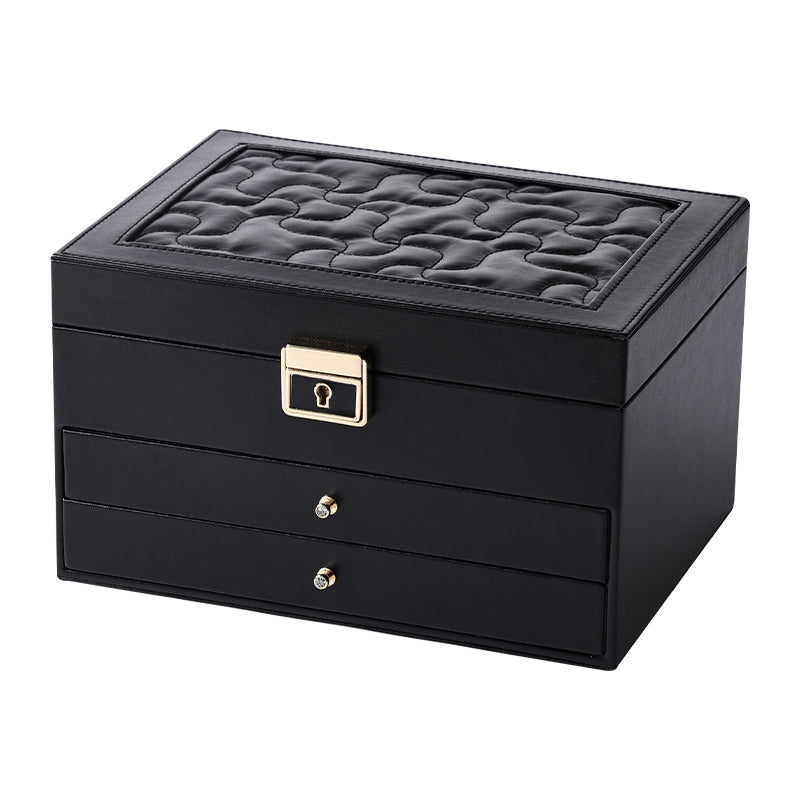 Casegrace 3‑Layer Drawer Jewelry Organizer for Necklaces Rings Bracelets, Large Lockable Jewelry Box