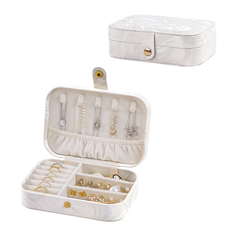 Casegrace Portable Travel Jewelry Box PU Leather Snap‑Closure Jewelry Organizer for Women