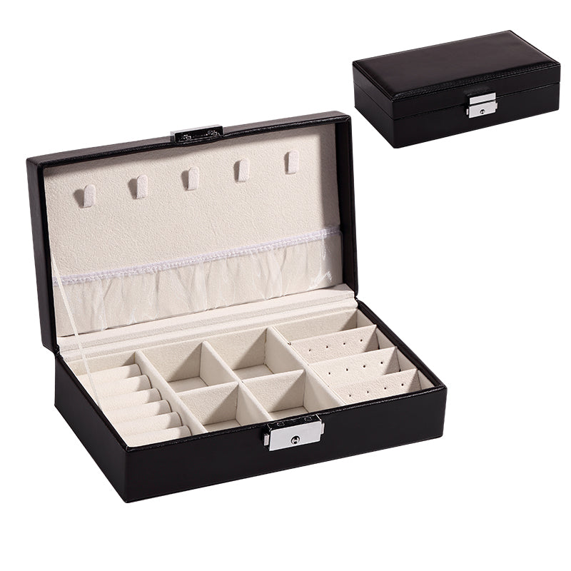 Faux Leather Jewelry Display Box with Lock