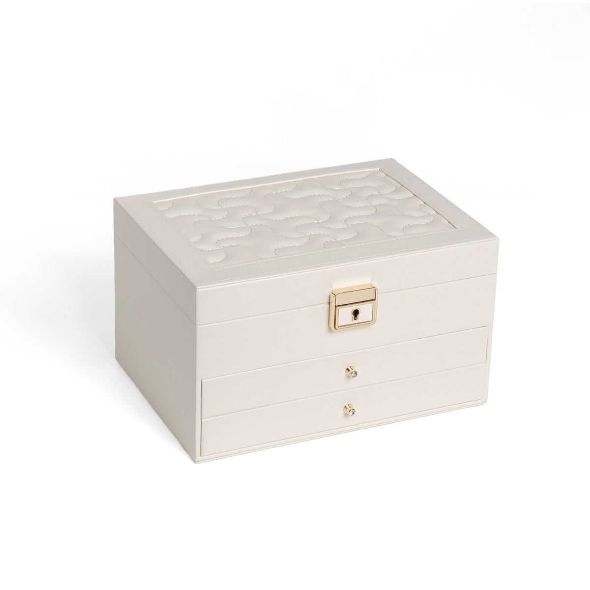 Casegrace 3‑Layer Drawer Jewelry Organizer for Necklaces Rings Bracelets, Large Lockable Jewelry Box