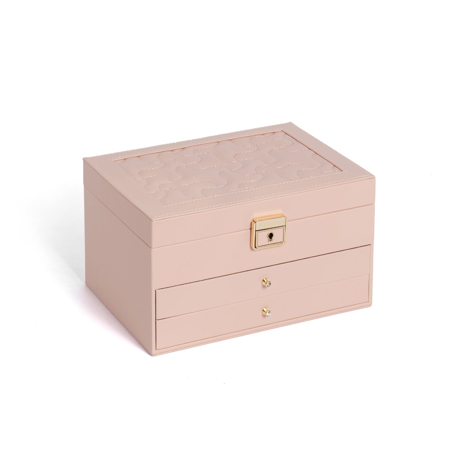 Casegrace 3‑Layer Drawer Jewelry Organizer for Necklaces Rings Bracelets, Large Lockable Jewelry Box