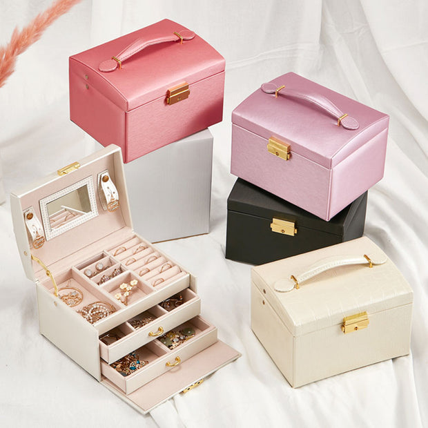 Casegrace Fashion PU Leather Jewelry Box Lockable Display Box