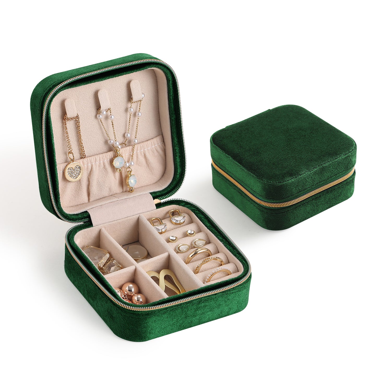 Casegrace Velvet Travel Jewelry Box Organizer for Women Plush Travel Jewelry Case Christmas Gifts