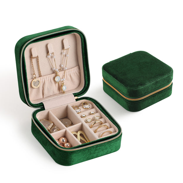 Casegrace Velvet Travel Jewelry Box Organizer for Women Plush Travel Jewelry Case Christmas Gifts
