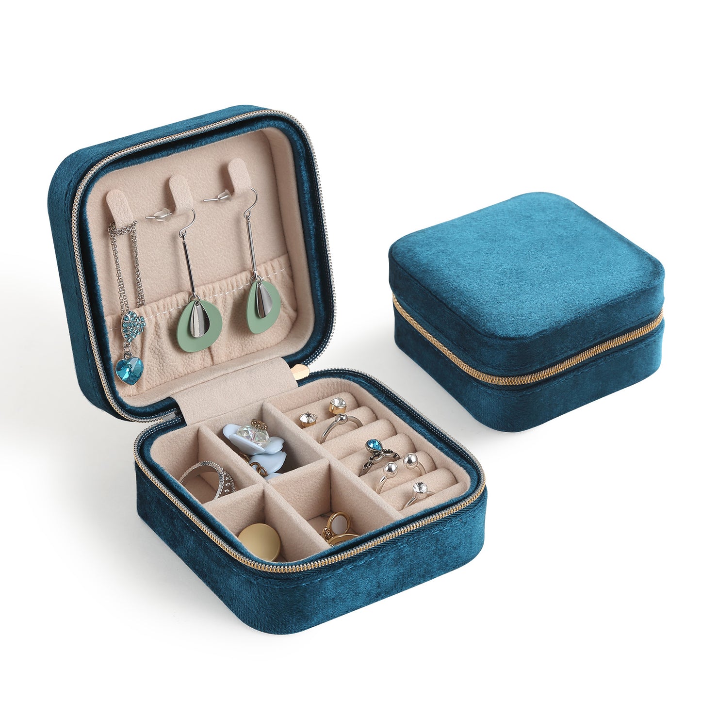 Casegrace Velvet Travel Jewelry Box Organizer for Women Plush Travel Jewelry Case Christmas Gifts