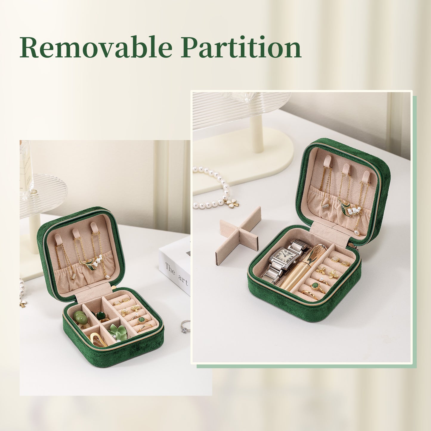 Casegrace Velvet Travel Jewelry Box Organizer for Women Plush Travel Jewelry Case Christmas Gifts