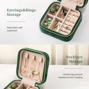 Casegrace Velvet Travel Jewelry Box Organizer for Women Plush Travel Jewelry Case Christmas Gifts