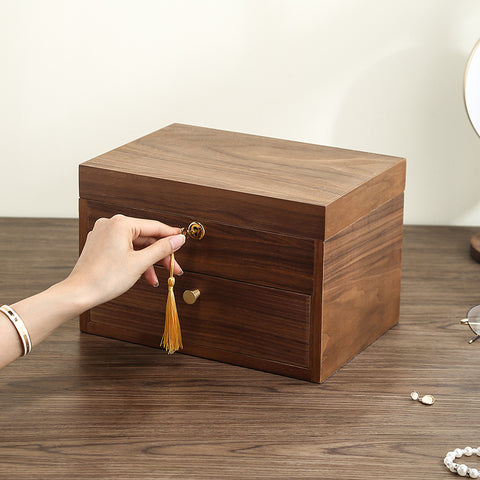 Casegrace Wooden Box for Jewelry Box Handmade with Drawers Wooden Jewelry Box Craft Ring Holders Necklace Storage for Women