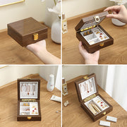 Casegrace 3-Layers Jewelry Box Luxury Large Wooden Organizer