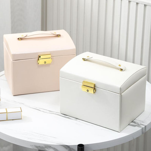 Casegrace Jewelry Organizer with Mirror 2 Drawers & Lock Jewelry Gift Box for Women Jewellery Boxes for Ring Necklace