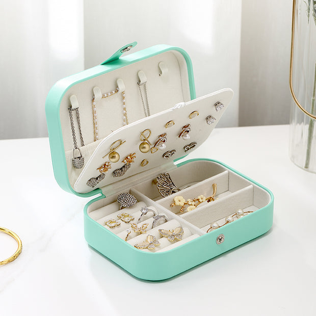 Casegrace Portable Travel Leather Jewelry Box for Earring Necklace Ring Organizer