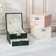 CASEGRACE Large Jewelry Box Organizer for Women Girls, 2 Layer Leather Jewelry Storage Case