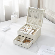 CASEGRACE Large Jewelry Box Organizer for Women Girls, 2 Layer Leather Jewelry Storage Case