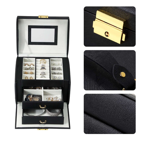 Casegrace 2023 Large PU Leather Jewelry Storage Box Travel Jewelry Organizer