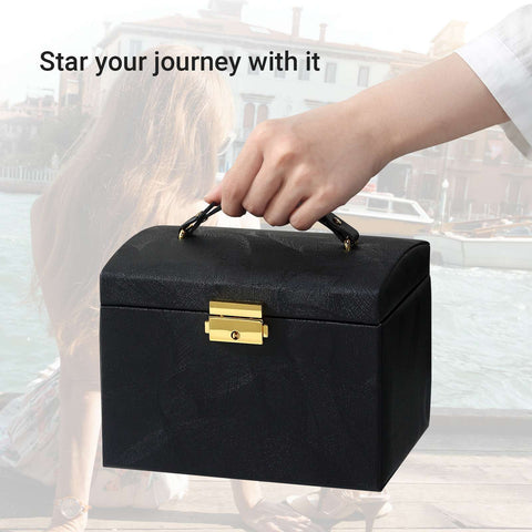 Casegrace 2023 Large PU Leather Jewelry Storage Box Travel Jewelry Organizer