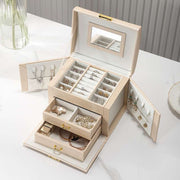 Casegrace 2023 Large PU Leather Jewelry Storage Box Travel Jewelry Organizer