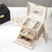 Casegrace 2023 Large PU Leather Jewelry Storage Box Travel Jewelry Organizer