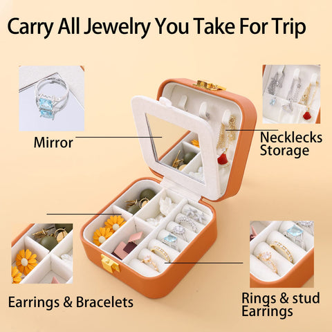 Casegrace Travel Jewelry Box Organizer With Mirror