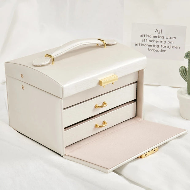 Casegrace Fashion PU Leather Jewelry Box Lockable Display Box
