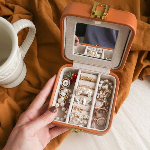 Casegrace Travel Jewelry Box Organizer With Mirror