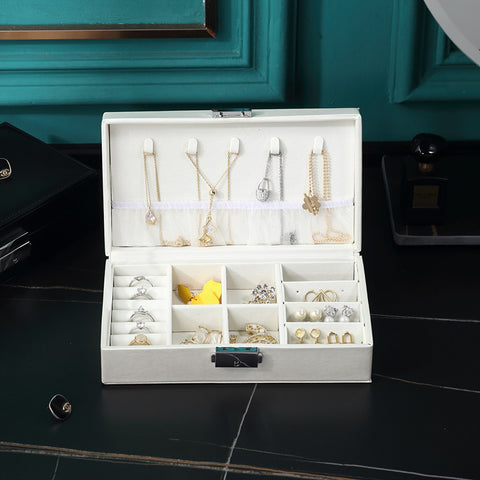 Casegrace Jewelry Organizer for Women PU Leather Jewelry Display Box with Lock