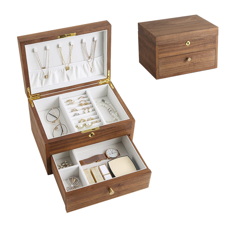 Casegrace Wooden Box for Jewelry Box Handmade with Drawers Wooden Jewelry Box Craft Ring Holders Necklace Storage for Women