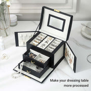 Casegrace 2023 Large PU Leather Jewelry Storage Box Travel Jewelry Organizer